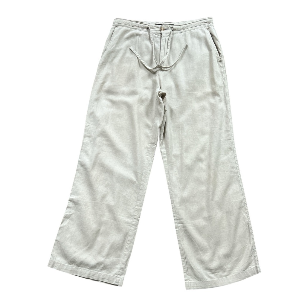 Andrew Fezza Ivory Boho Wide Leg Linen‎ Pants Size Medium
